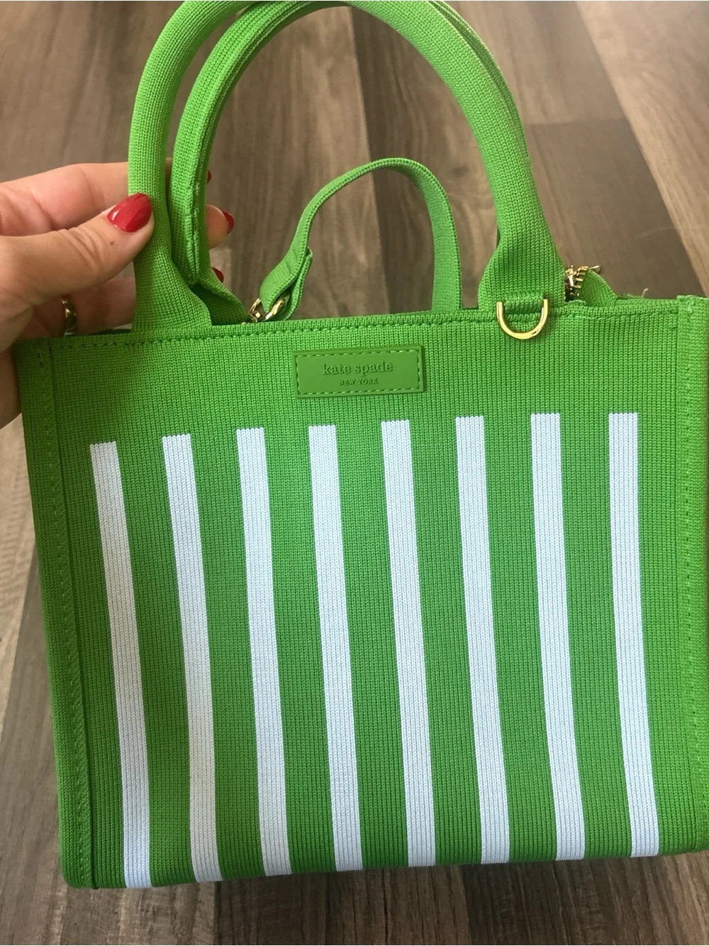 Kate Spade x Target Bright Green and White Striped Canvas Tote
